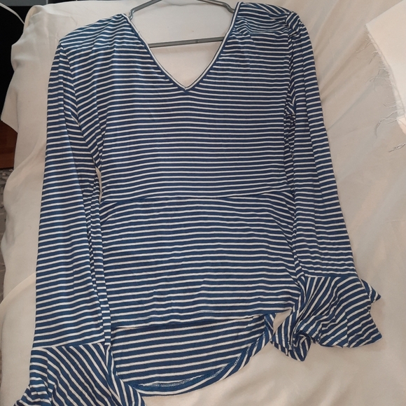 Blue/ White  Summer Blouse - Picture 3 of 3